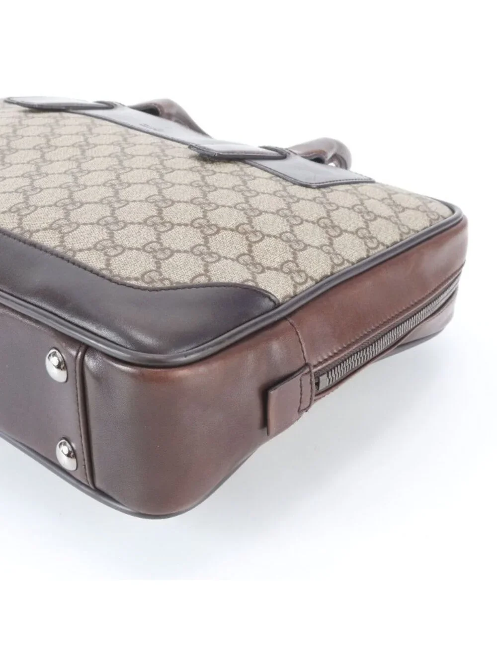Gucci GG Supreme Leather Business Document Briefcase Brown